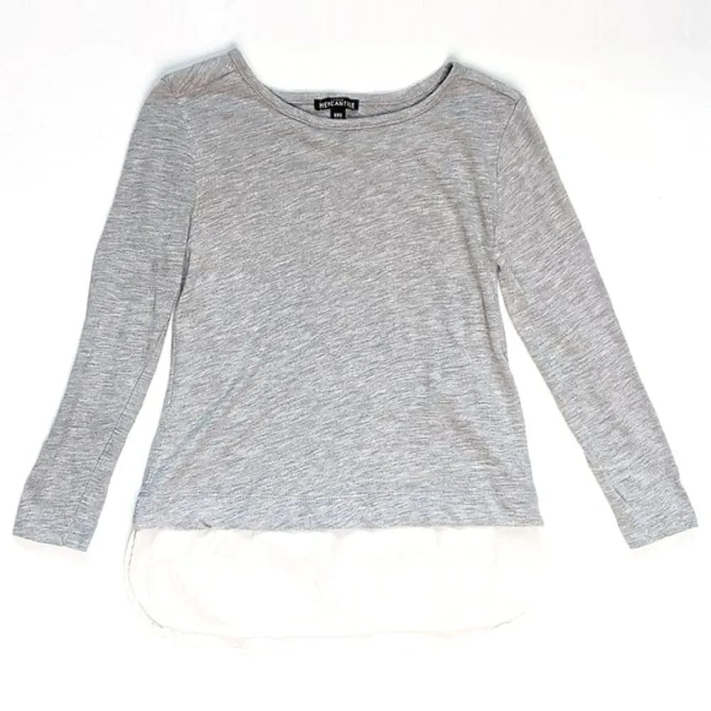 J Crew Mercantile Women's 3/4 Sleeve Scoop Neck Top w Silky Hem XXS