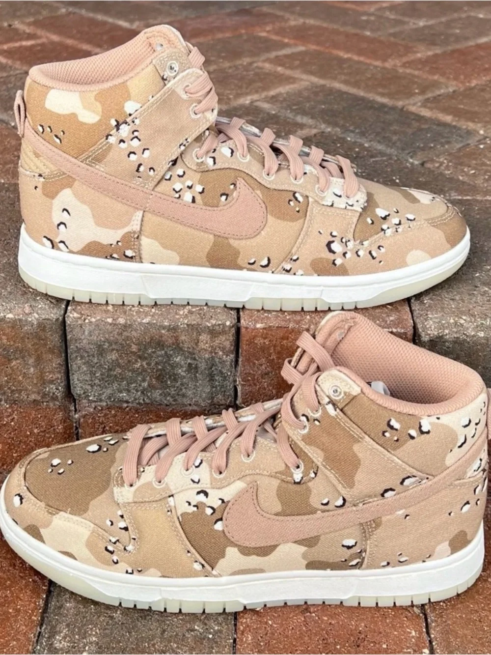 Nike Dunk High Desert Camo Sneakers - Pink/Tan/Cream