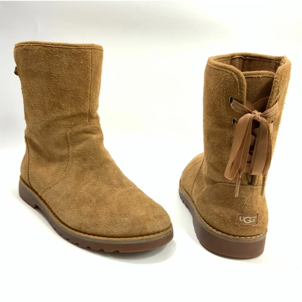 UGG Tan Suede Lace Back Short Boot 5
