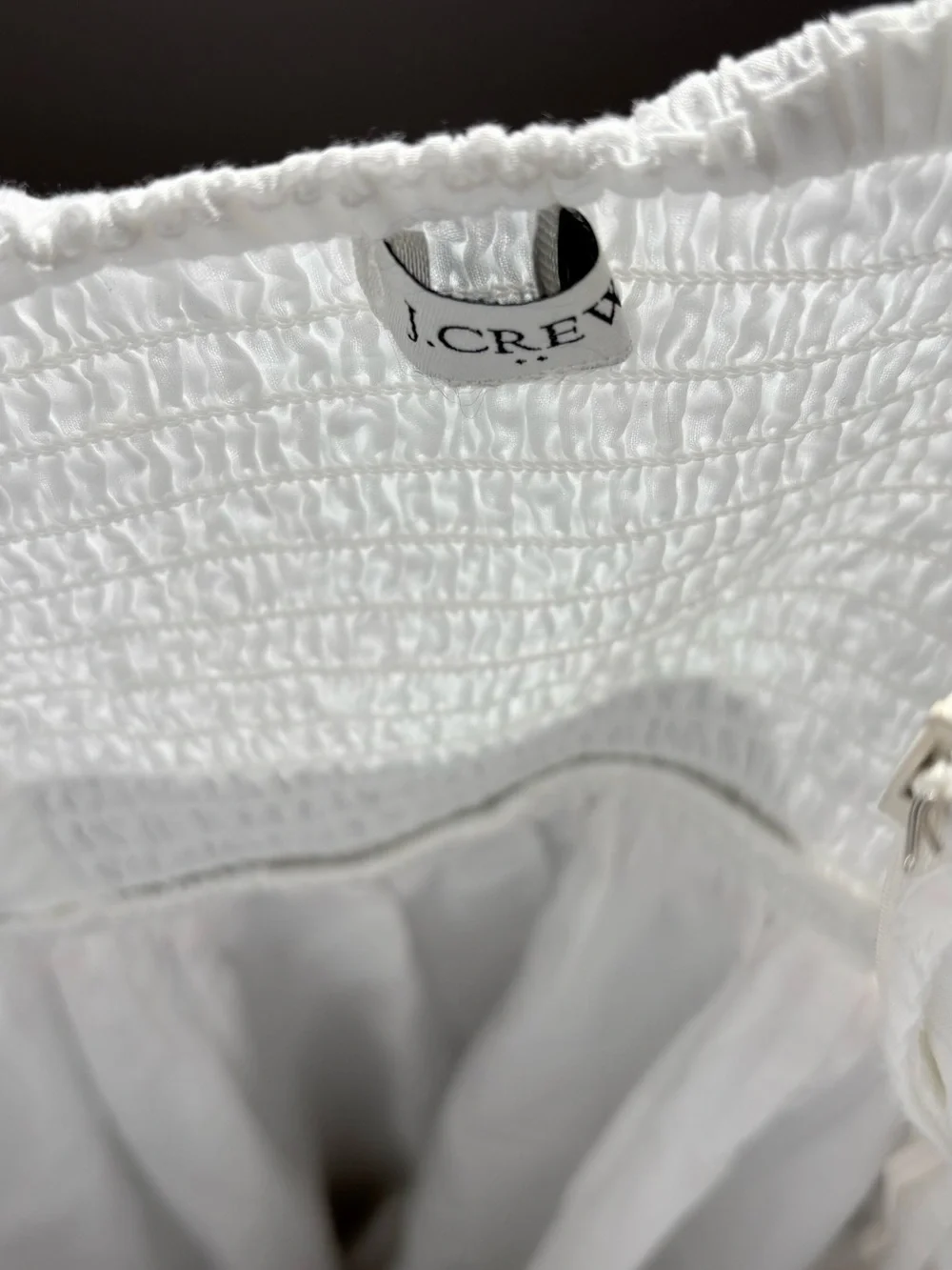 J. Crew White Maxi Dress with Pink Scalloped Trim
