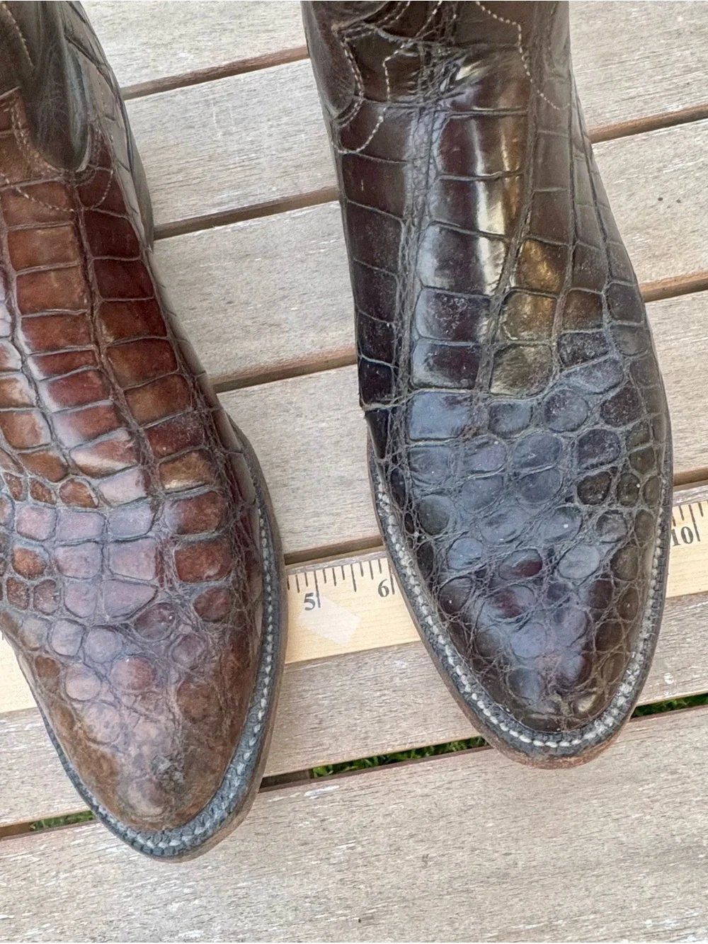 Vintage Justin Brown Croc Print‎ Cowboy Boots Men’s 9.5A Western Leather USA