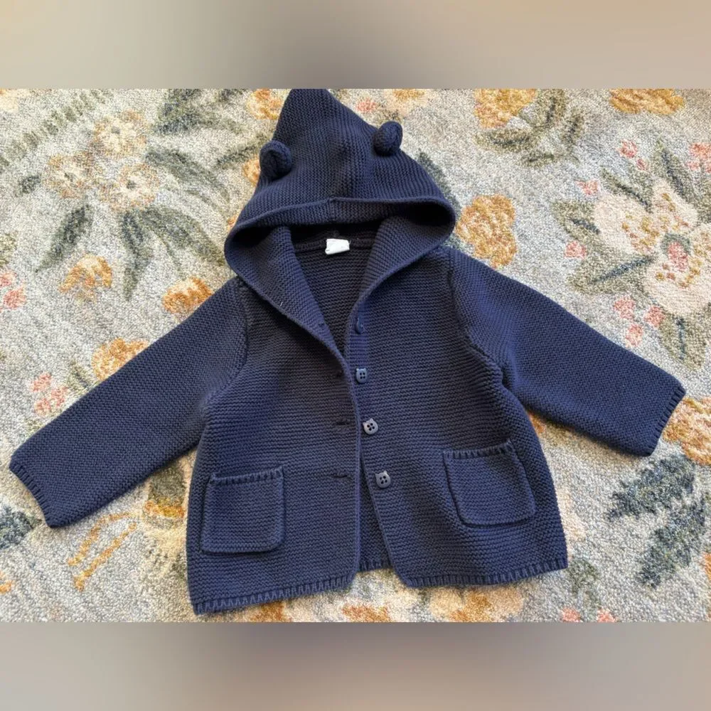 Baby Gap Chunk Knit Hooded Jacket 18 months navy