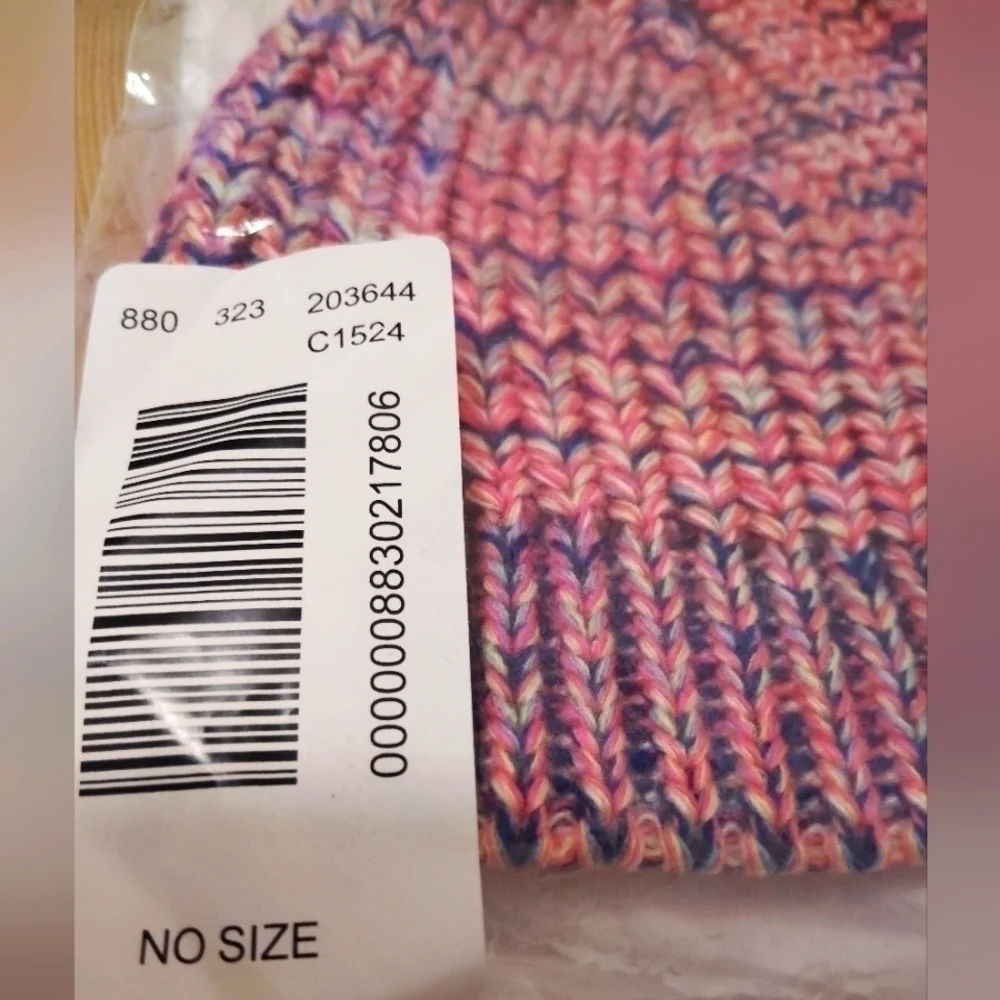 Knitted Pom-pom Hat And Fingerless Gloves Set- Multicolor