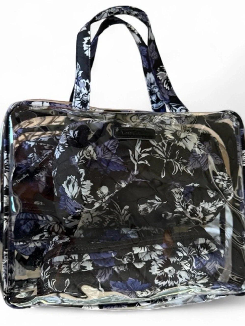 Vera Bradley Frosted Floral 4-Piece Cosmetic Travel Set Clear-Makeup Vacation
