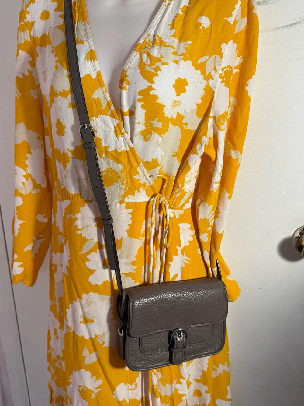 Michael Kors Gray Pebbled Leather Crossbody Bag