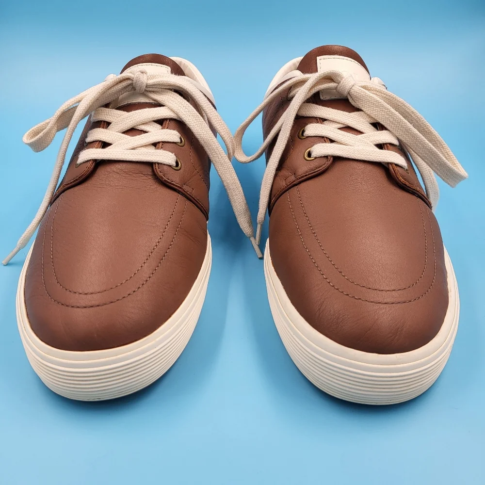 Polo by Ralph Lauren Brown Leather Sneakers with Cream Accents