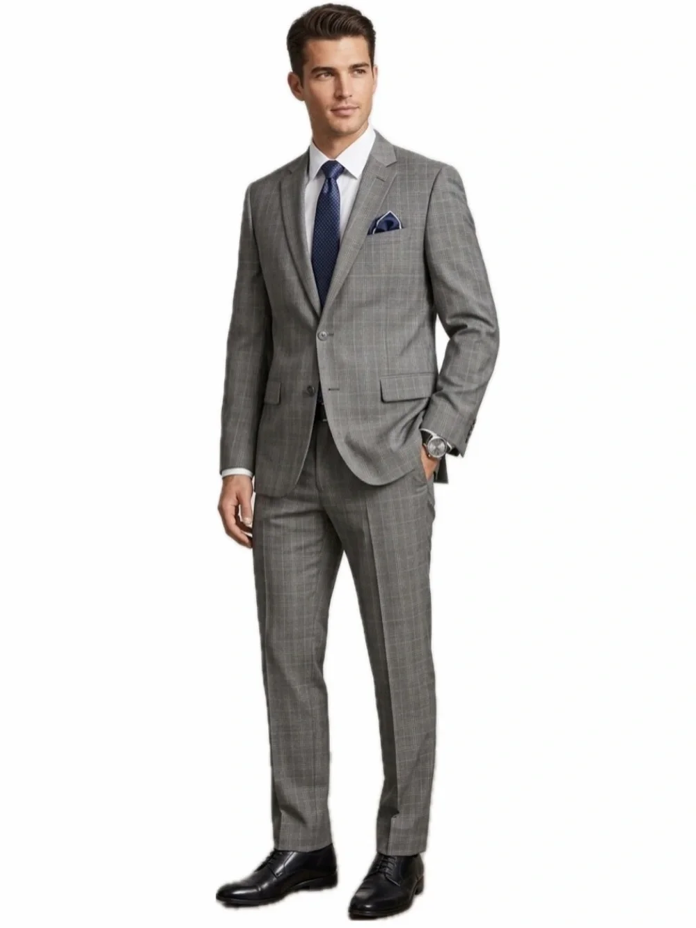 MENS 50L MICHAEL KORS WOOL-BLEND GRAY PLAID SPORTS COAT SUIT JACKET BLAZER