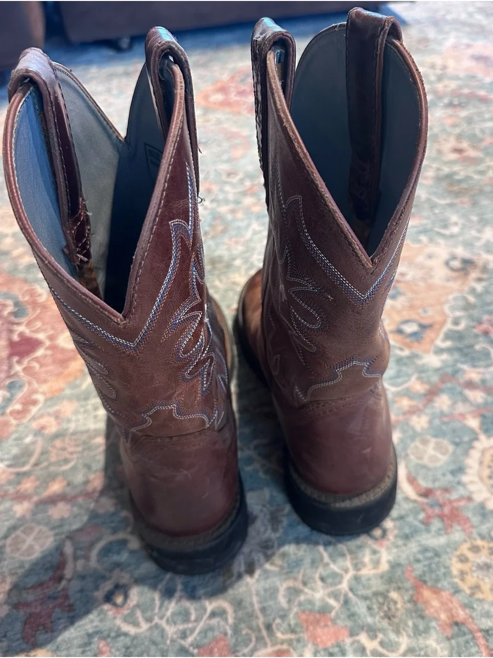 Ariat Brown Embroidered Leather Western Ankle Boots
