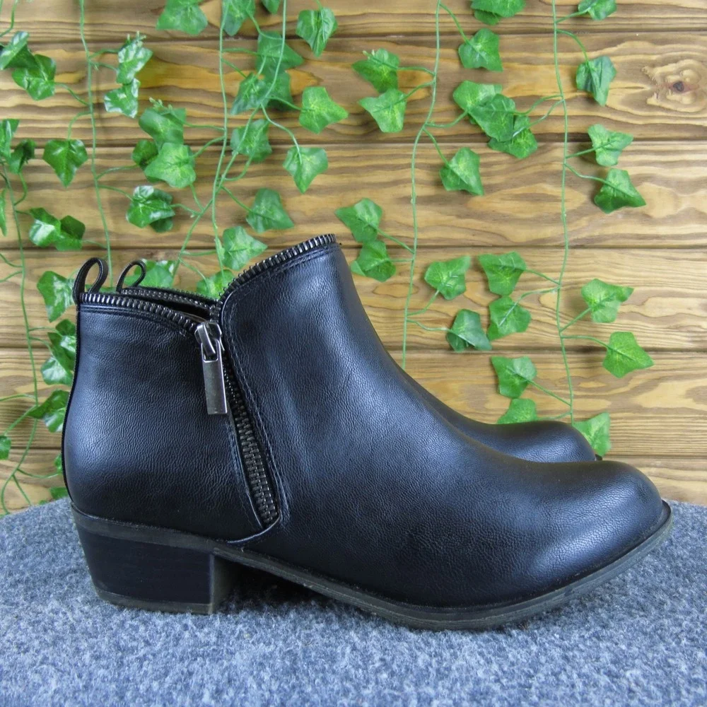 Bongo Colette Womens Black Ankle Booties Synthetic Side Zipper Casual Shoes‎ 7 M