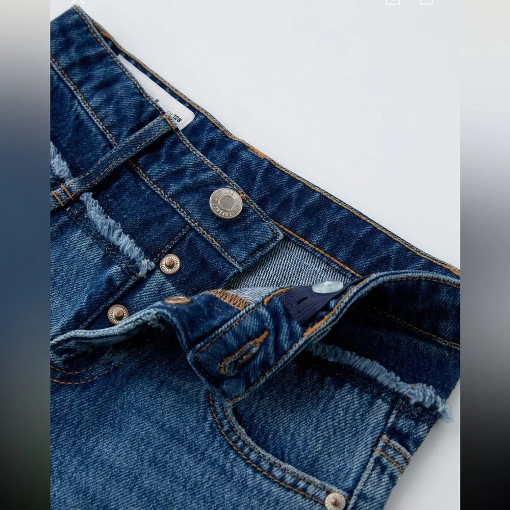 Zara kids, blue, wide leg double waist jeans, 10 years