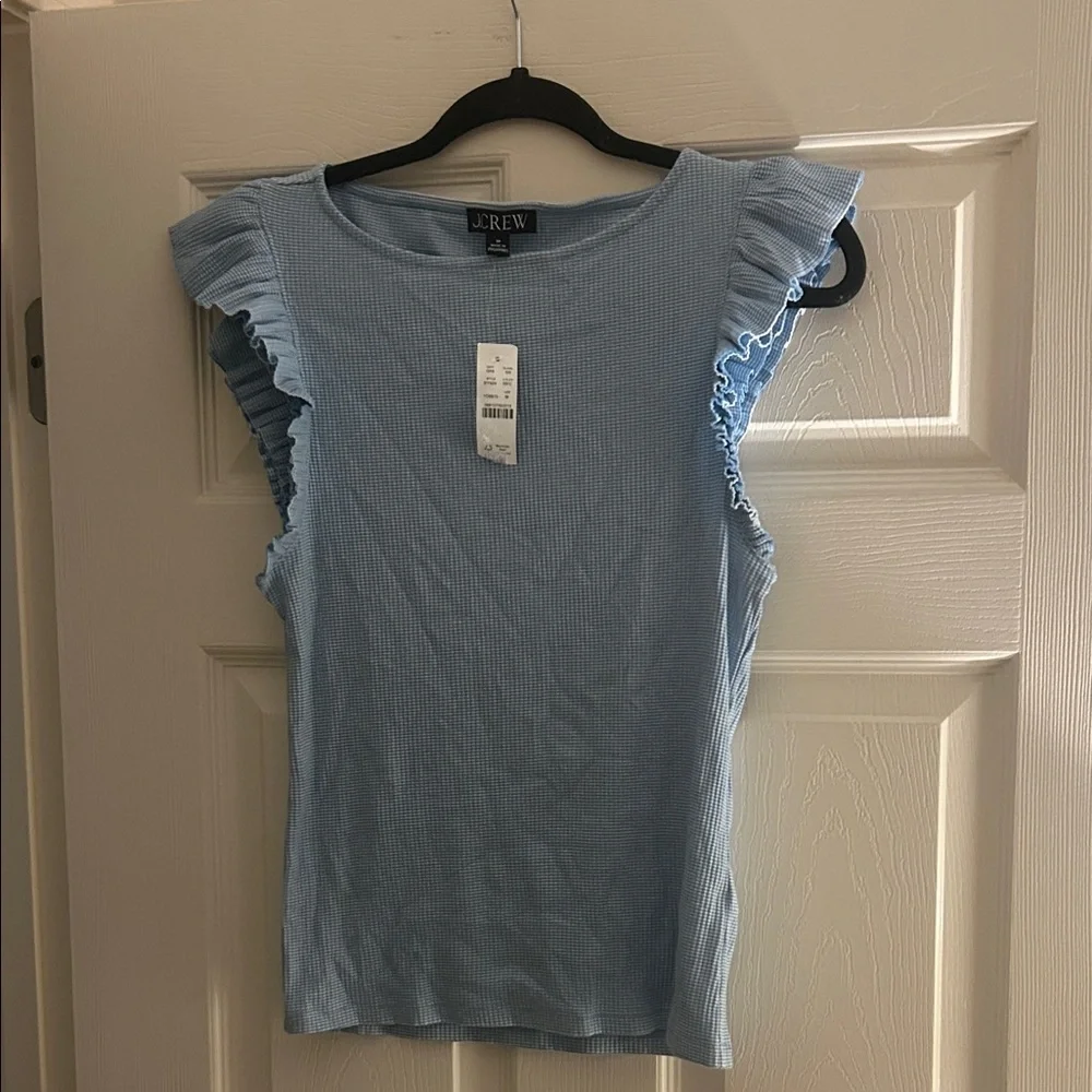 Jcrew Vintage rib ruffle boatneck tank top