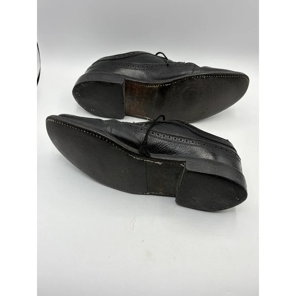Vintage Dexter Black Leather Wingtip Dress Shoes Mens Size 10.5D USA Made