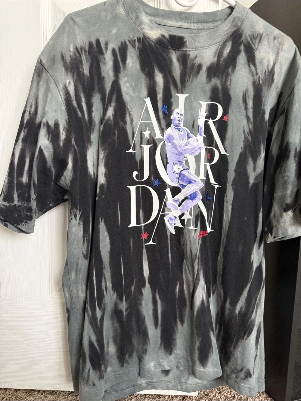 Air Jordan Tie-Dye Graphic Tee - Black & Gray with Purple Accent