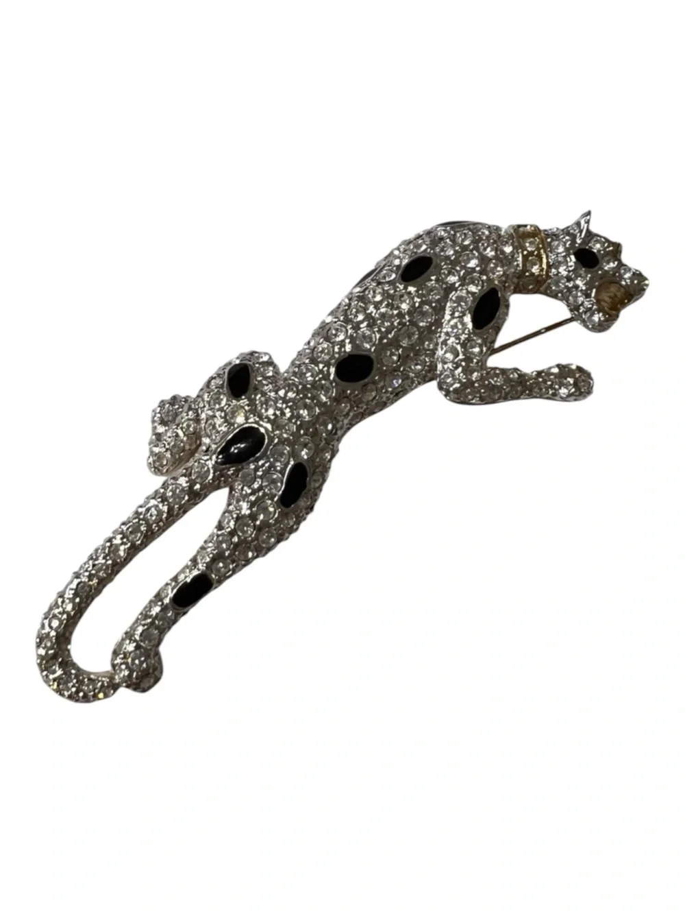 Carolee Limited Edition 1992 Pave Rhinestone Leopard Panthers Brooch Pin