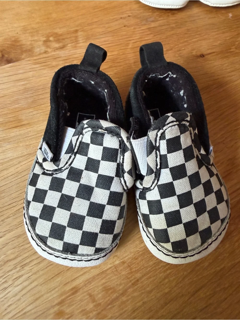 Vans Baby Checkerboard Slip-On Shoes - Black & White