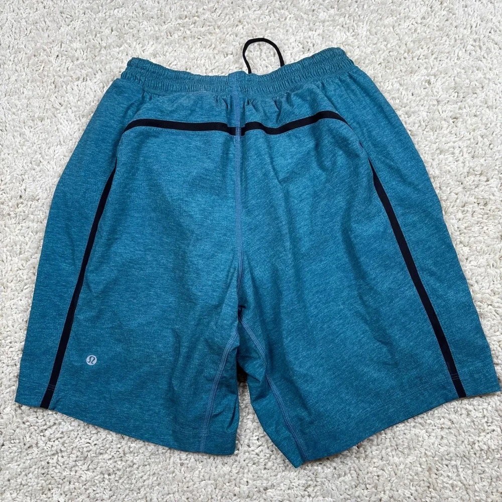 Lululemon Mens Athletic Shorts‎ Teal Blue Zipper Pockets Drawstring Size M