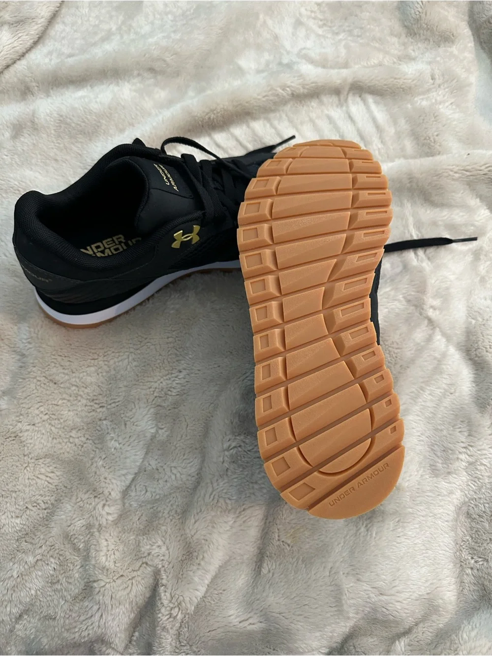 Under Armour Women’s Black Athletic Sneakers with Gold Logo