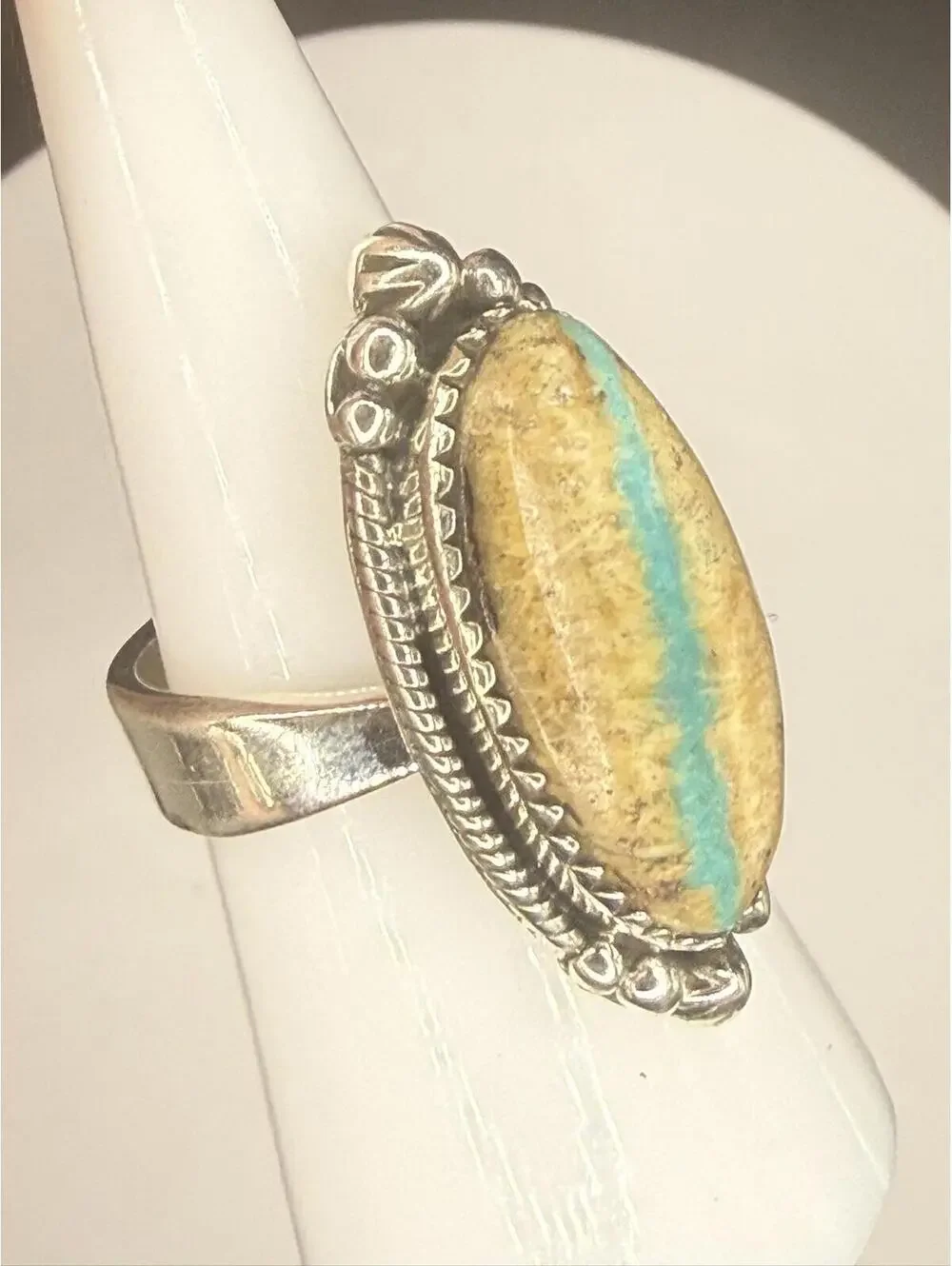 Royston Ribbon Turquoise Adjustable Sterling Silver Ring