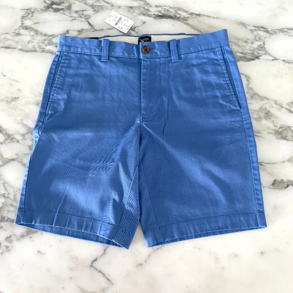 J Crew‎ Mens Flat Front Blue Cotton Shorts, Size 30