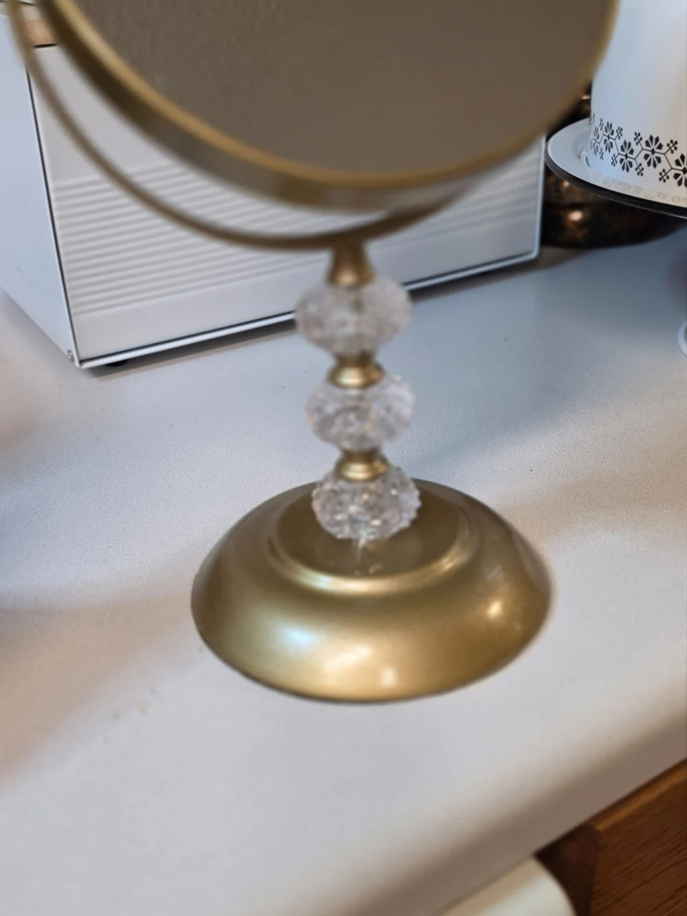 Glamourous Gold Vanity Makeup Mirror with Crystal Accents Quiet Luxury