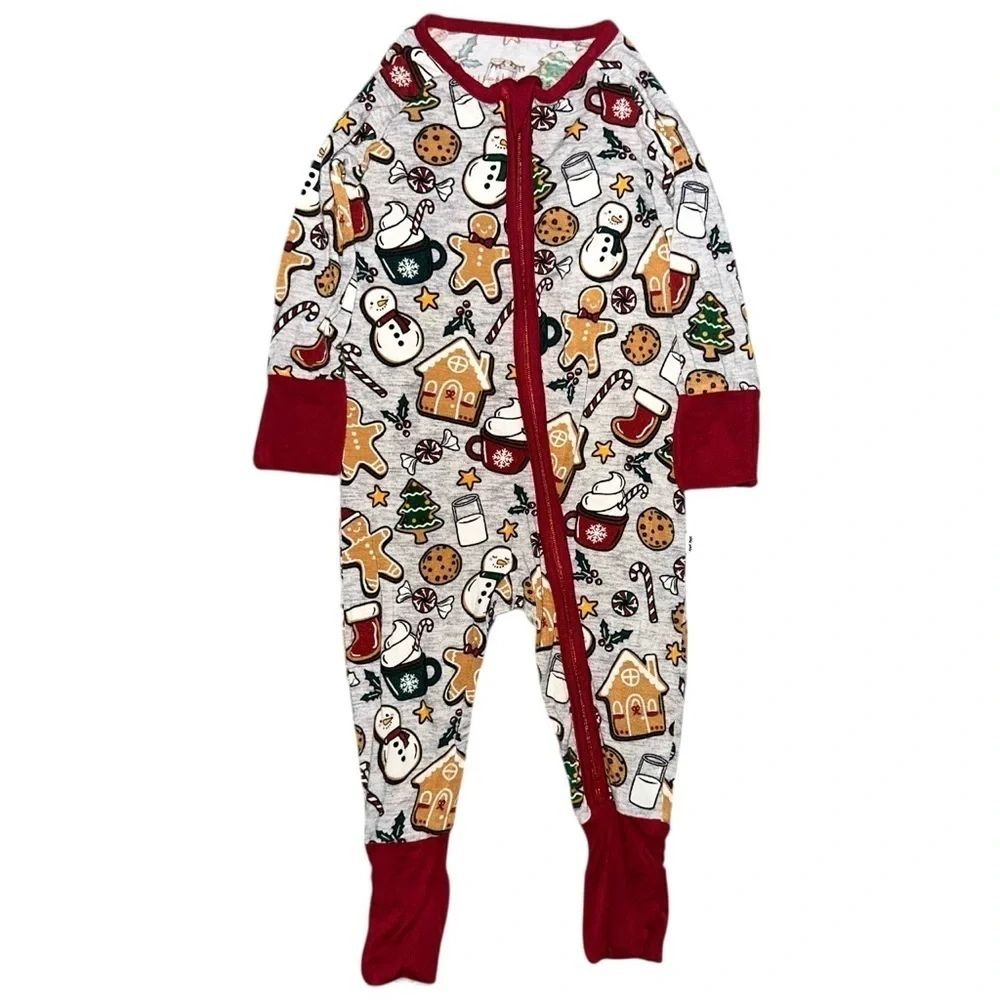 Little Sleepies Holiday Treats Christmas Festive Bamboo Zippy Pajamas 3-6 M