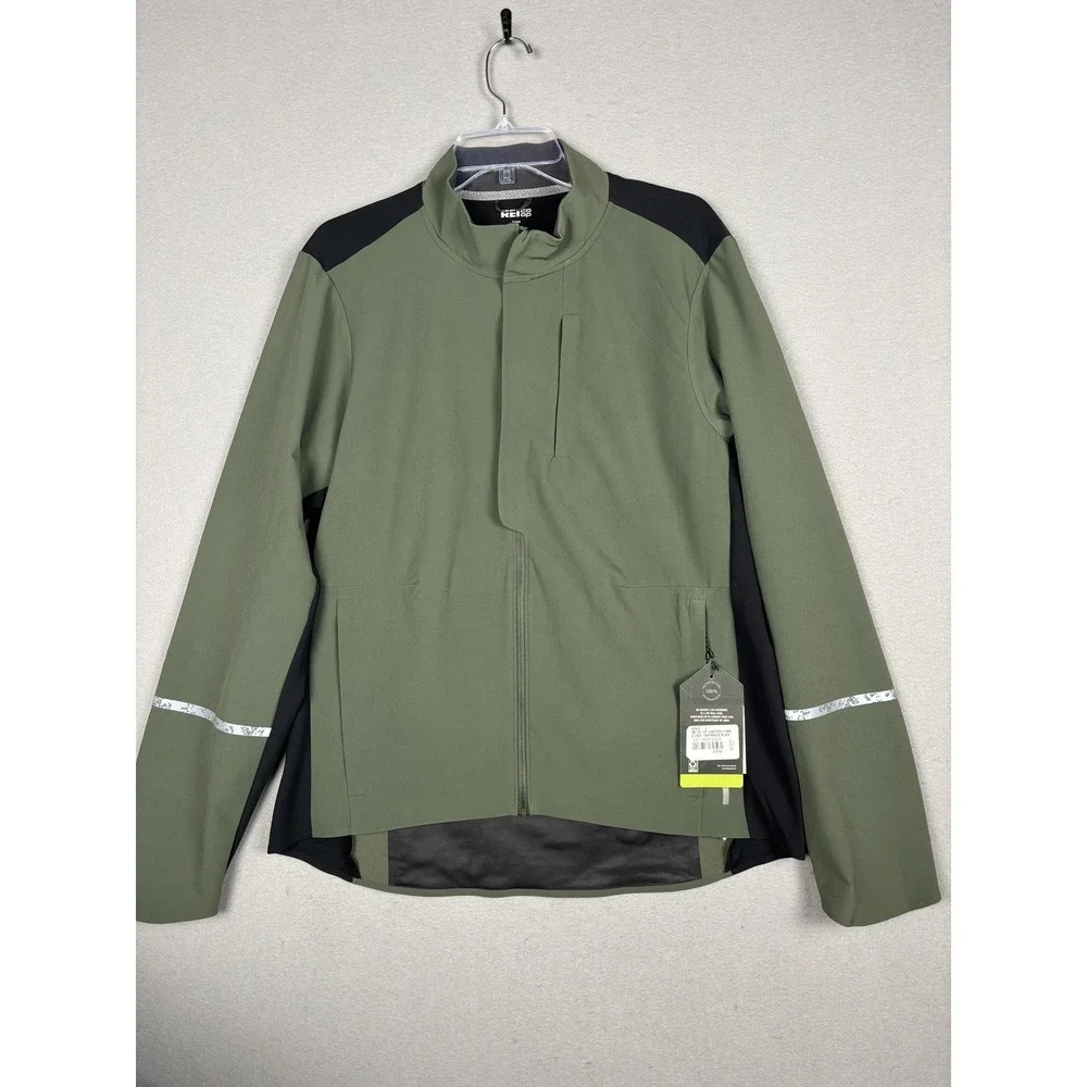 REI Co-op Jacket Mens Large Green Junction Hybrid Cycling Windbreaker Reflective