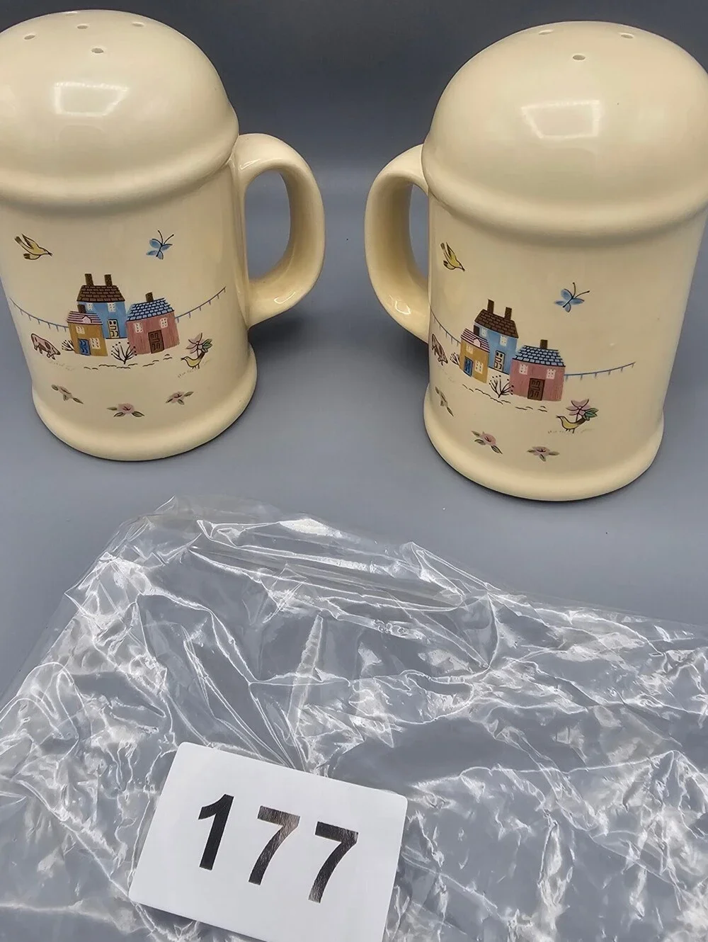 Vintage Ceramic Salt and Pepper Shakers with Cottage Design
