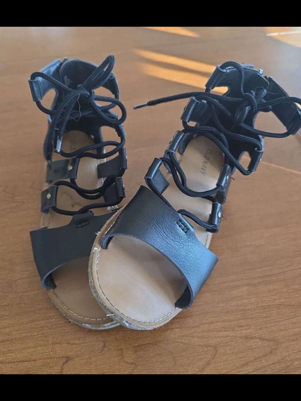 Old Navy Black Lace-Up Gladiator Sandals for Kids