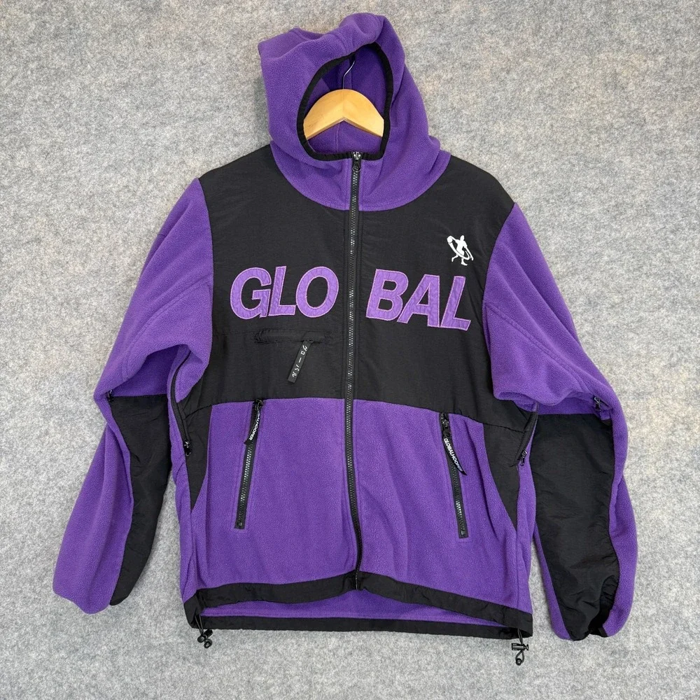 Global Hooper The Professor Fleece Jacket Mens Medium Hoops Basketball Zip‎ Rare