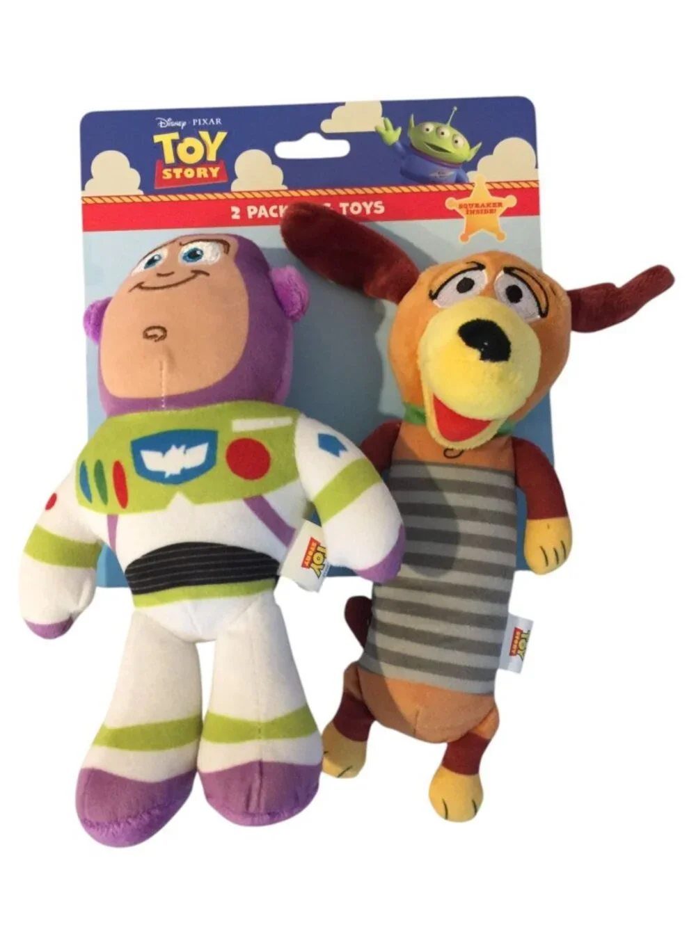 Disney Pixar TOY STORY Buzz Lightyear Slinky Dog Squeaky Crinkle  Plush Dog Toys