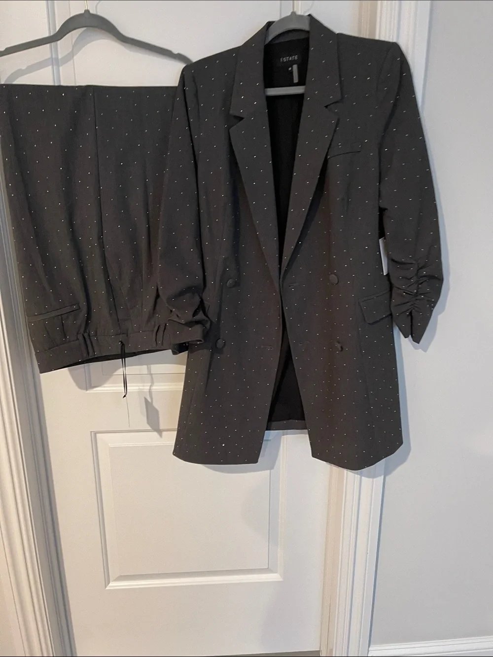 Isabel Marant Black Pin-Dot Double-Breasted Blazer with Matching Trousers