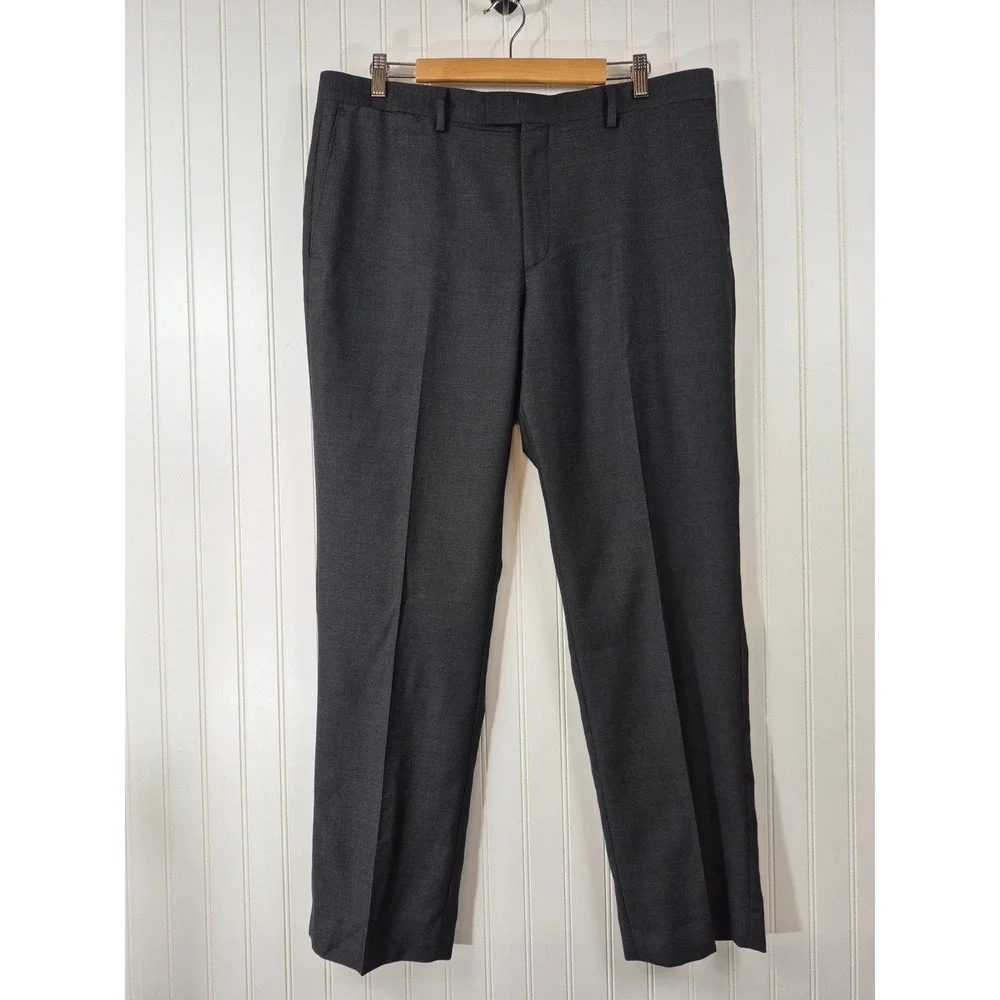 Banana Republic Mens Slim Fit 100% Wool Dress Pants Charcoal Gray 39x32 Trousers