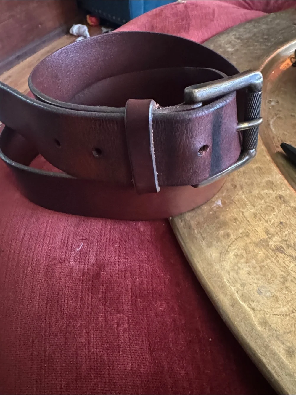 Banana Republic Dark Brown Leather Belt with Metal Buckle