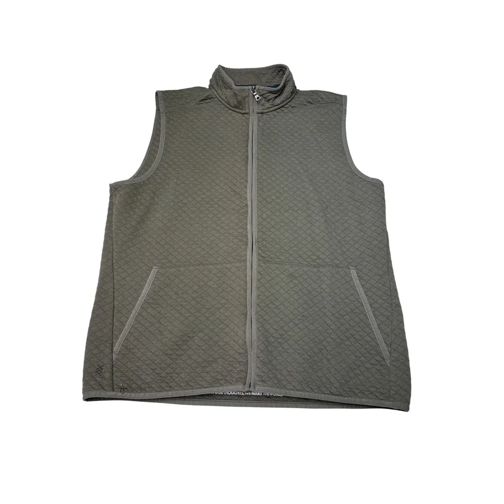 Rhone‎ Gramercy Quilted Full Zip Vest Mens Large Olive Green 101669 Mock Neck