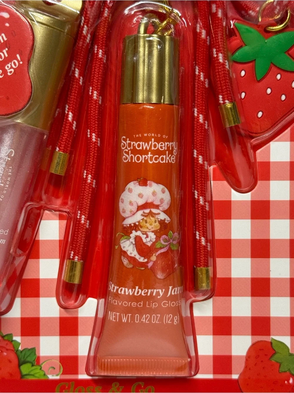 Strawberry Shortcake Lip Gloss And Oil Key Chain Charms Bow Scented