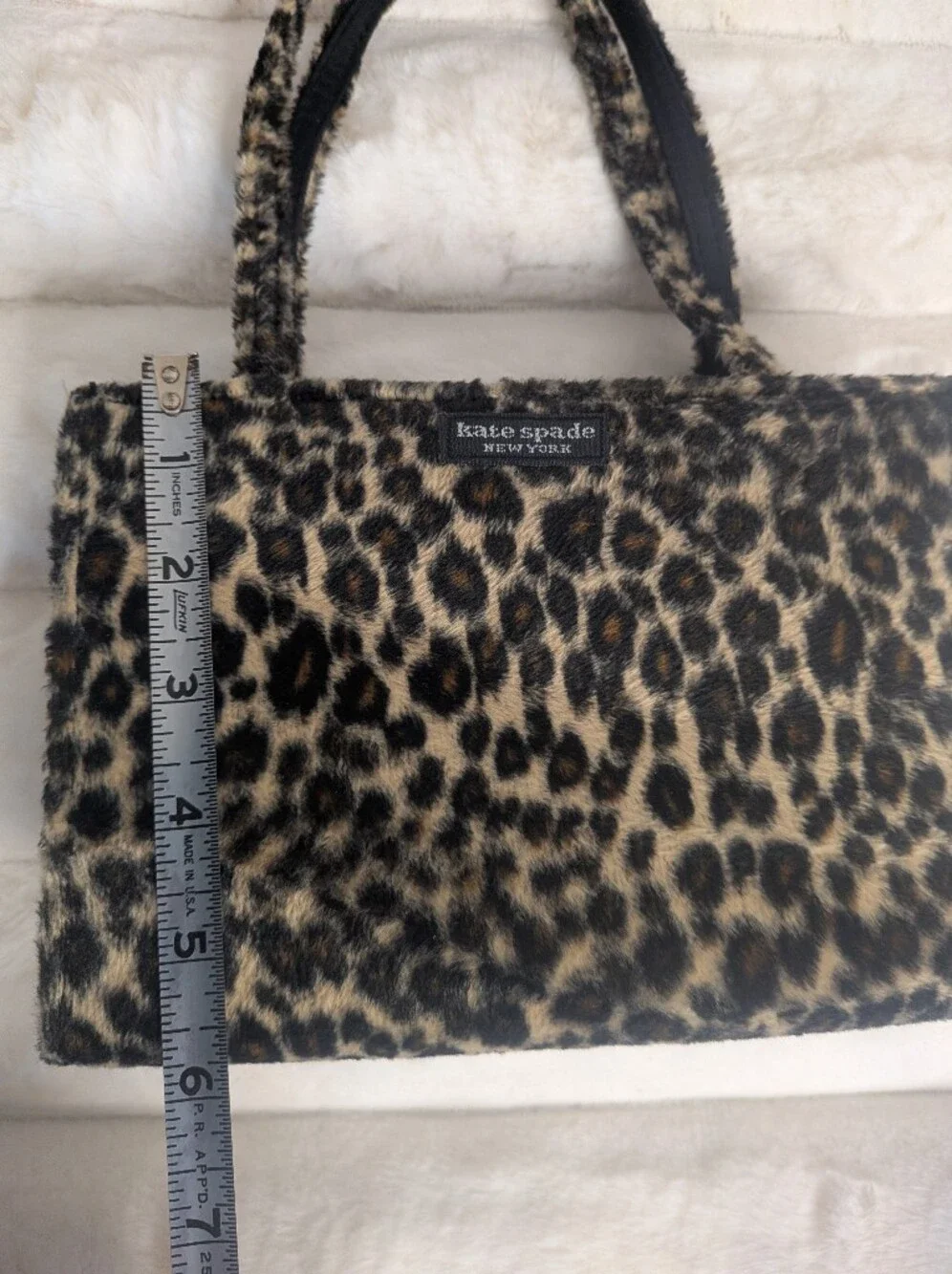 Kate Spade Vtg Faux Fur Leopard Print Sam Mini Tote Bag