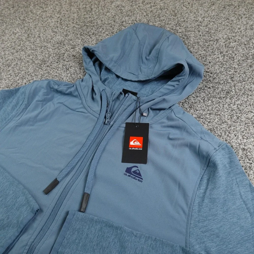 NEW Quiksilver Jacket Mens L Blue DryFlight Full Zip Skate Surf Windbreaker Coat