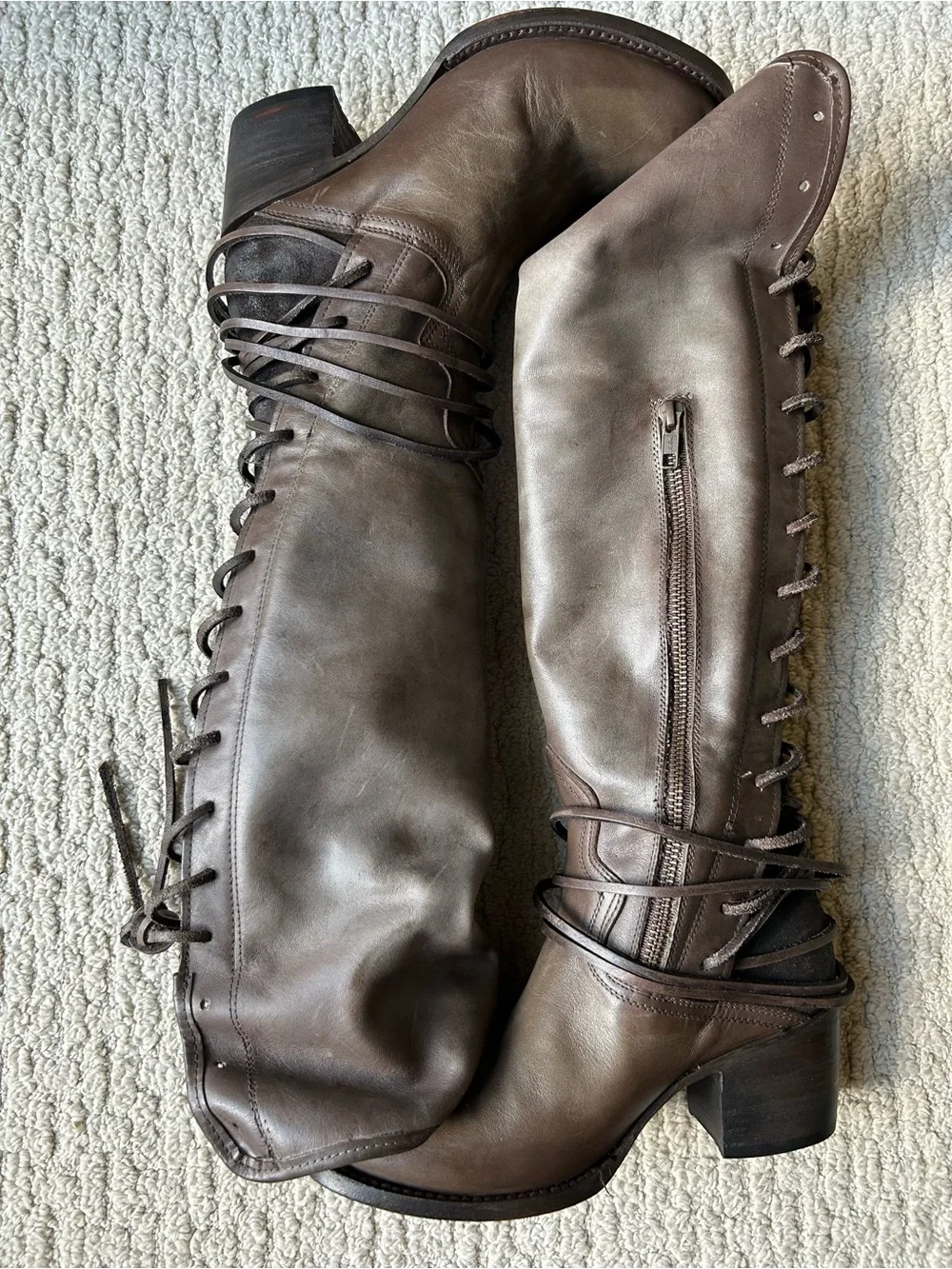 Women's Freebird Tall Lace-Back Leather Boots