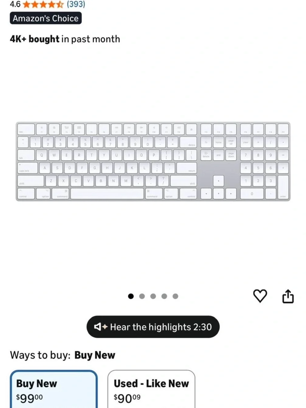Apple Magic Keyboard with Numeric Keypad: Wireless, Bluetooth, Rechargeable