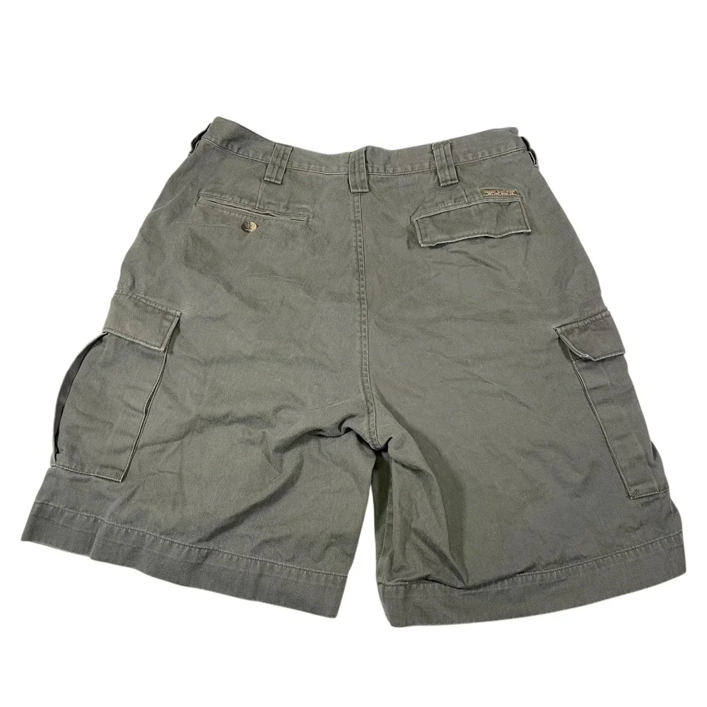 Haggar 34 Olive Green Cargo Shorts Cotton Utility Pockets Gorpcore Hiking Rugged