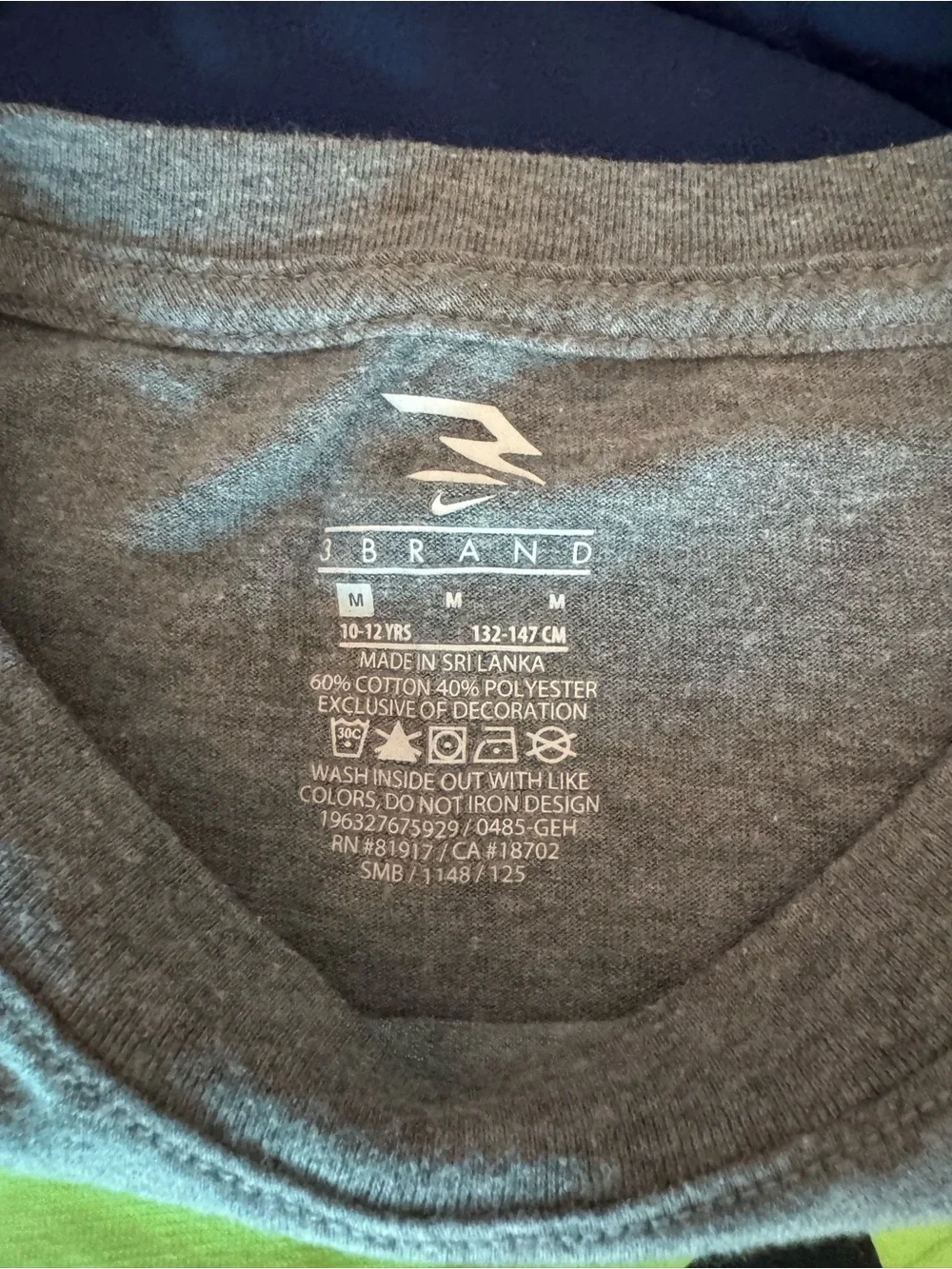 Nike Youth Gray Graphic Tee with Blue & Neon Accents