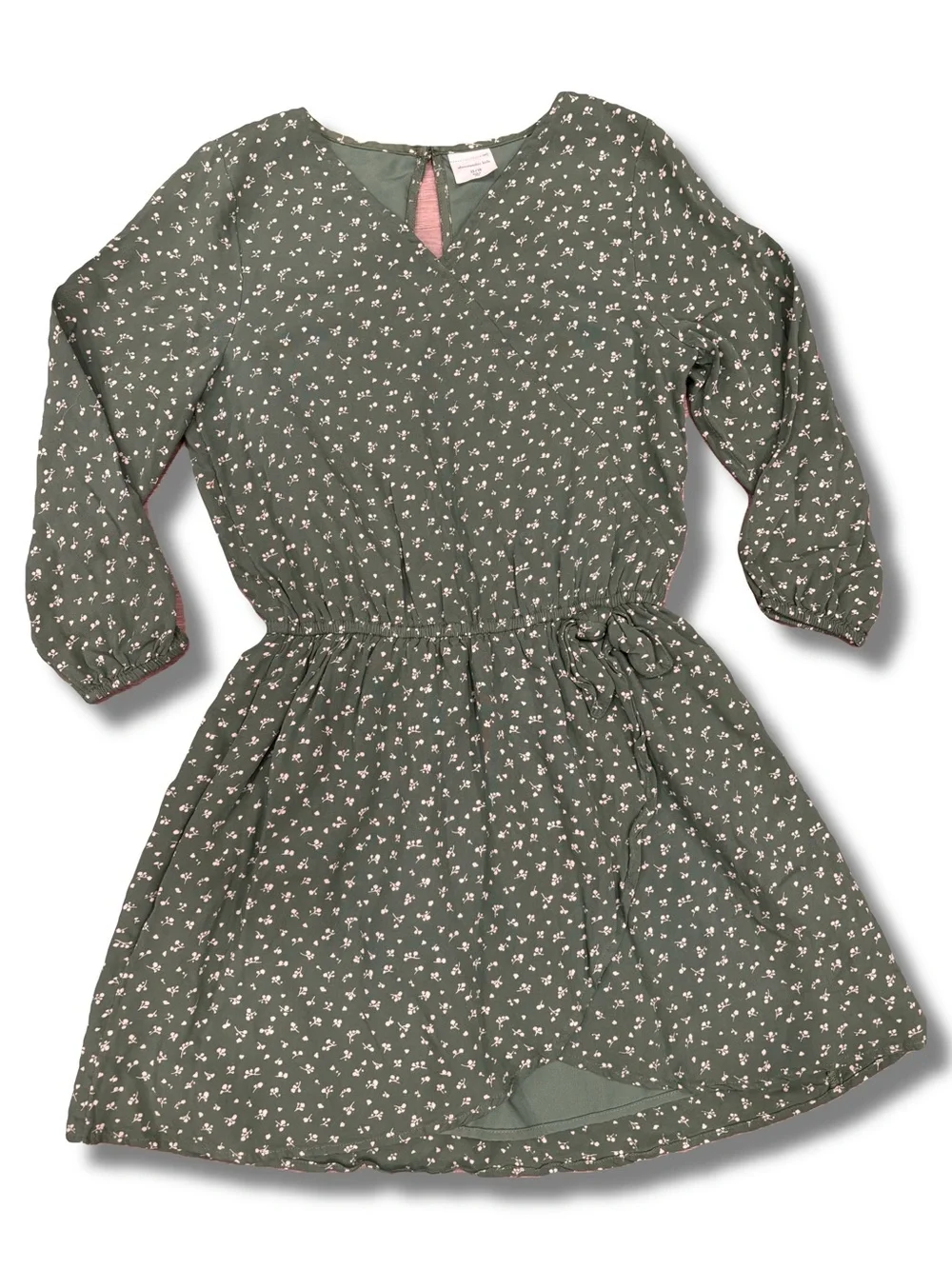 Abercrombie Kids Girls 13/14 Olive Green Long Sleeve Dress Fall Holidays
