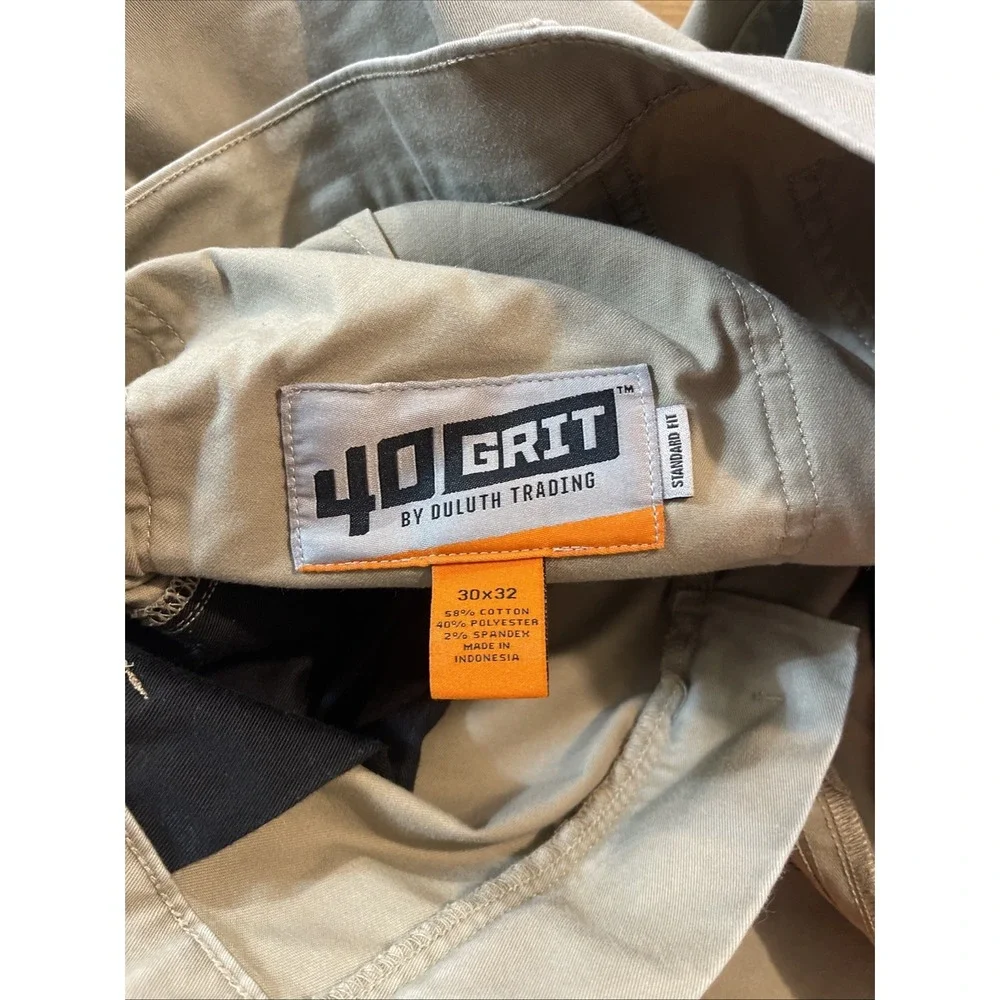 40 Grit Duluth Standard Fit Cargo Pants Men 30x32 Beige Heavy Duty