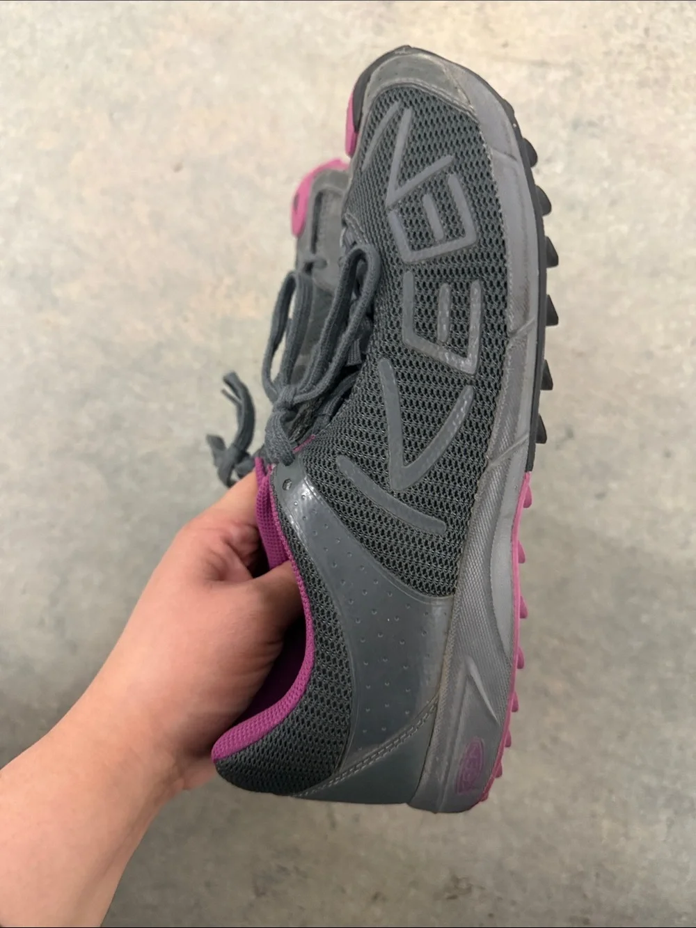Keen Women's Gray Athletic Shoes with Pink Accents