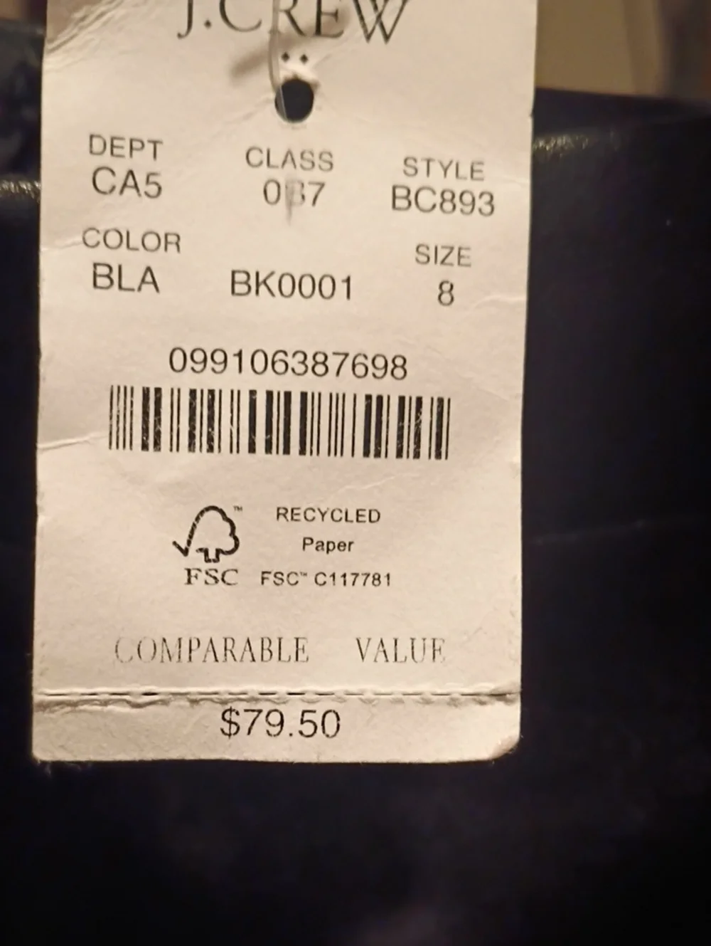 J. Crew structured polyurethane