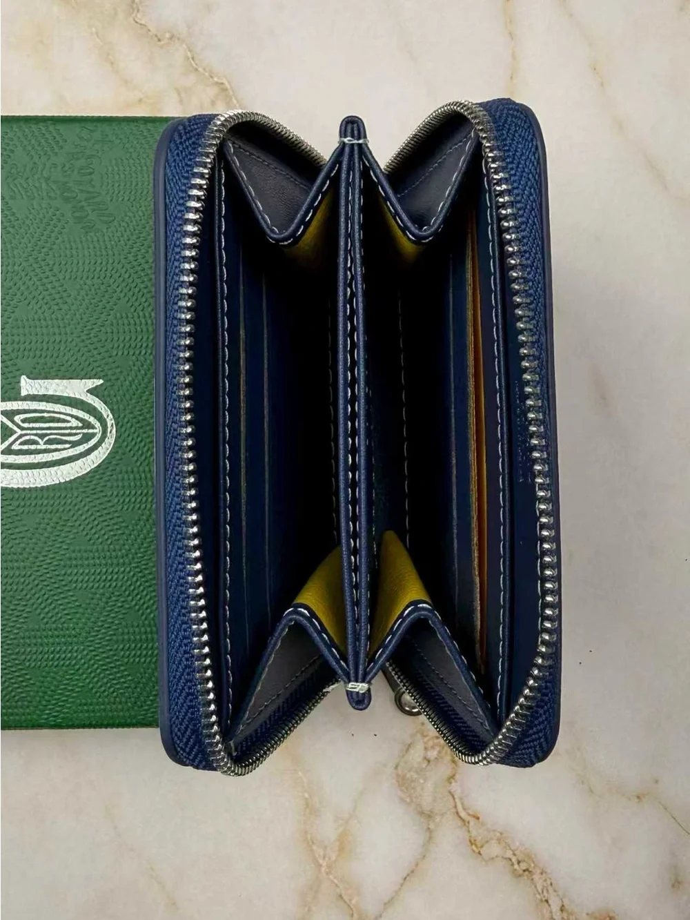 Goyard Black and Brown Coated Canvas Zip Card Holder