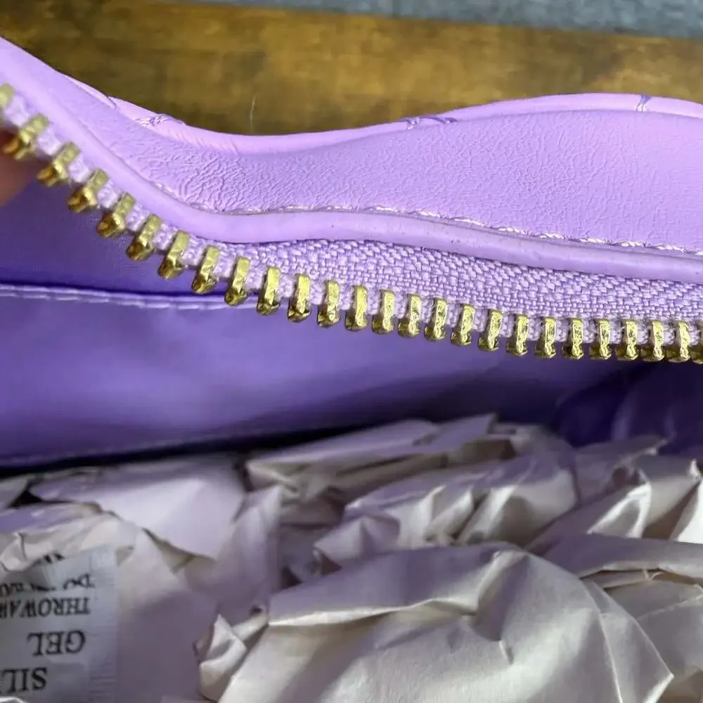 Lola Mae Quilted Heart Crossbody Bag in Lavender