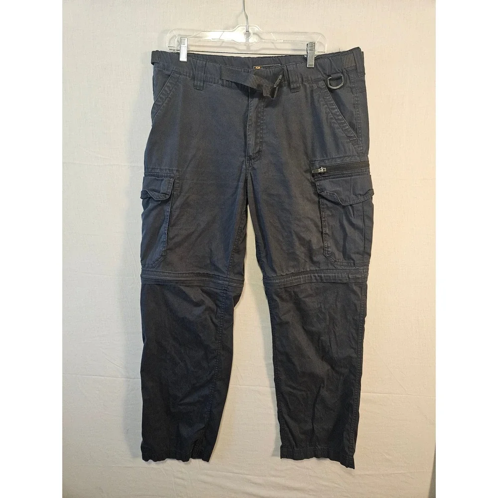 BC Clothing Mens Convertible Cargo Pants Navy Blue Zip Off Hiking Trousers L  32