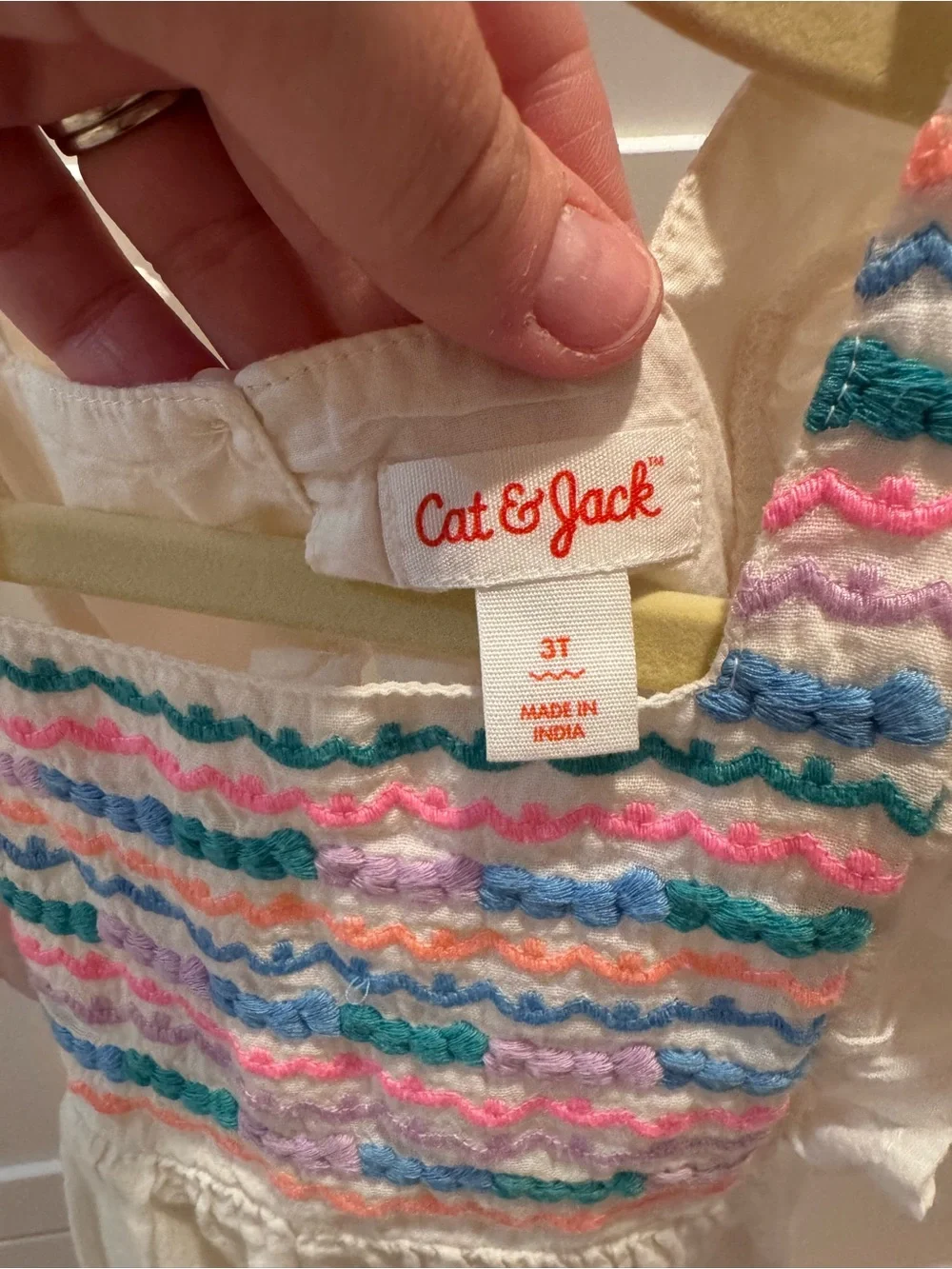 Cat & Jack Girls White Smocked Tassel Tank Top - Colorful Embroidery