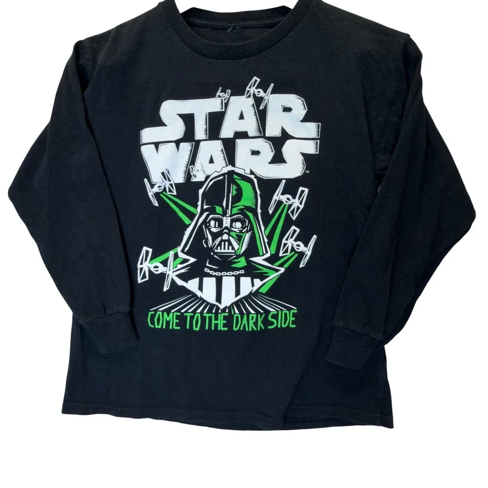 Star Wars Darth Vader Long Sleeve Graphic T-Shirt Boys Large 10/12Black Green
